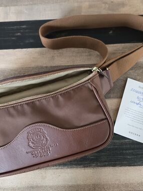 Ghurka Brown Leather Belt Bag with Tan Strap